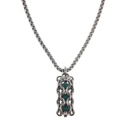 Dames RVS Jasseron-Ketting + Buis Hanger met Mintgroene Kristallen