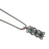 Dames RVS Jasseron-Ketting + Buis Hanger met Mintgroene Kristallen