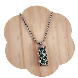 Dames RVS Jasseron-Ketting + Buis Hanger met Mintgroene Kristallen
