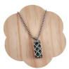 Dames RVS Jasseron-Ketting + Buis Hanger met Mintgroene Kristallen