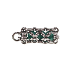 Dames RVS Jasseron-Ketting + Buis Hanger met Mintgroene Kristallen