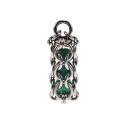 Dames RVS Jasseron-Ketting + Buis Hanger met Mintgroene Kristallen