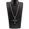 RVS Jasseron-Ketting + Massieve Kruis Hanger met Heraldische Lelies