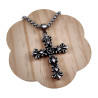 RVS Jasseron-Ketting + Massieve Kruis Hanger met Heraldische Lelies