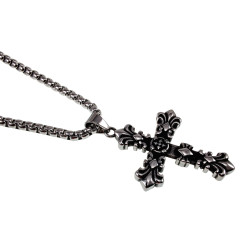 RVS Jasseron-Ketting + Massieve Kruis Hanger met Heraldische Lelies