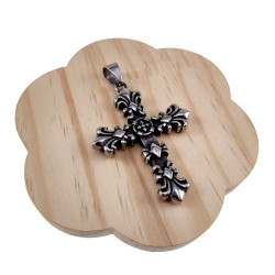 RVS Jasseron-Ketting + Massieve Kruis Hanger met Heraldische Lelies