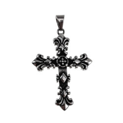 RVS Jasseron-Ketting + Massieve Kruis Hanger met Heraldische Lelies