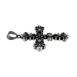 RVS Jasseron-Ketting + Massieve Kruis Hanger met Heraldische Lelies