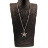 Ster Hanger Unisex - Roestvrij Staal - Pentagram met Rode Zirkonia