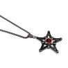 RVS Jasseron-Ketting + Ster Pentagram Hanger met Rode Zirkonia Unisex