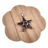 RVS Jasseron-Ketting + Ster Pentagram Hanger met Rode Zirkonia Unisex