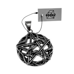Ster Hanger Heren - Staal 316L - Grote Pentagram Ster met Slang