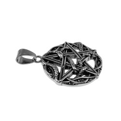 Ster Hanger Heren - Staal 316L - Grote Pentagram Ster met Slang