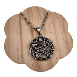 Jasseron-ketting met Pentagram Hanger Heren Staal 316L - Slang Design