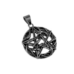 Jasseron-ketting met Pentagram Hanger Heren Staal 316L - Slang Design