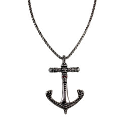 Anker Hanger Heren - RVS 316L - Ankerhanger met Schedel en Kristallen