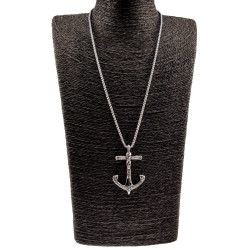 Anker Hanger Heren - RVS 316L - Ankerhanger met Schedel en Kristallen