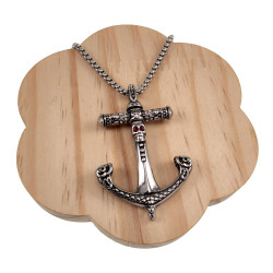 Anker Hanger Heren - RVS 316L - Ankerhanger met Schedel en Kristallen