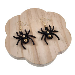 Verguld RVS Haakoorbellen - Micro Macramé Spinnen Oorbellen Halloween
