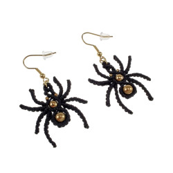 Verguld RVS Haakoorbellen - Micro Macramé Spinnen Oorbellen Halloween