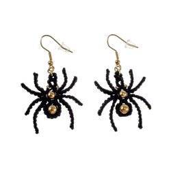 Verguld RVS Haakoorbellen - Micro Macramé Spinnen Oorbellen Halloween
