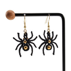 Verguld RVS Haakoorbellen - Micro Macramé Spinnen Oorbellen Halloween