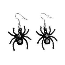 Gepolijst RVS Haakoorbellen - Micro Macramé Spinnen Oorbellen Halloween