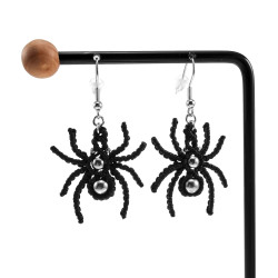 Gepolijst RVS Haakoorbellen - Micro Macramé Spinnen Oorbellen Halloween