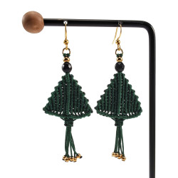 Haakoorbellen Dames - Verguld RVS - Micro Macramé Kerst Oorbellen