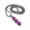Dames RVS Jasseron-ketting + Fuchsia Kristallen Hanger - Handgemaakt