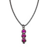 Dames RVS Jasseron-ketting + Fuchsia Kristallen Hanger - Handgemaakt