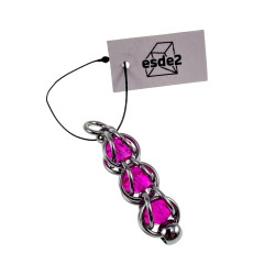 Dames RVS Jasseron-ketting + Fuchsia Kristallen Hanger - Handgemaakt