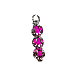 Dames RVS Jasseron-ketting + Fuchsia Kristallen Hanger - Handgemaakt
