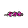 Dames RVS Jasseron-ketting + Fuchsia Kristallen Hanger - Handgemaakt
