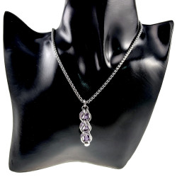 Dames RVS Jasseron-ketting + Paarse Kristallen Hanger - Handgemaakt