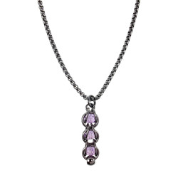 Dames RVS Jasseron-ketting + Paarse Kristallen Hanger - Handgemaakt