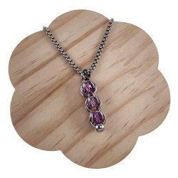 Dames RVS Jasseron-ketting + Paarse Kristallen Hanger - Handgemaakt