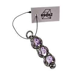 Dames RVS Jasseron-ketting + Paarse Kristallen Hanger - Handgemaakt