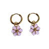 ∅14mm Verguld RVS Oorbellen Paarse Gefacetteerde Kristallen Bloemhanger