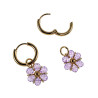 ∅14mm Verguld RVS Oorbellen Paarse Gefacetteerde Kristallen Bloemhanger