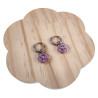 ∅14mm - RVS Oorbellen Paarse Gefacetteerde Kristallen Bloemhanger