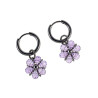 ∅14mm - RVS Oorbellen Paarse Gefacetteerde Kristallen Bloemhanger