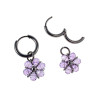 ∅14mm - RVS Oorbellen Paarse Gefacetteerde Kristallen Bloemhanger