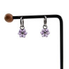 ∅14mm - RVS Oorbellen Paarse Gefacetteerde Kristallen Bloemhanger