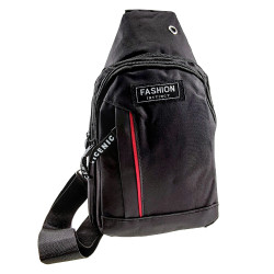 Crossbodytas Unisex - Zwarte Oxford-stof - Schoudertas met 4 Vakken