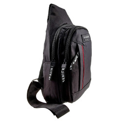 Crossbodytas Unisex - Zwarte Oxford-stof - Schoudertas met 4 Vakken