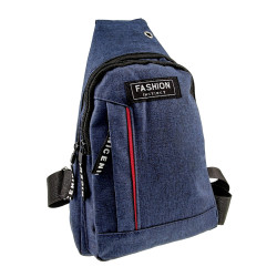Crossbodytas Unisex - Blauwe Oxford-stof - Schoudertas met 4 Vakken