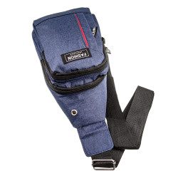 Crossbodytas Unisex - Blauwe Oxford-stof - Schoudertas met 4 Vakken