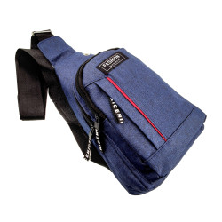 Crossbodytas Unisex - Blauwe Oxford-stof - Schoudertas met 4 Vakken