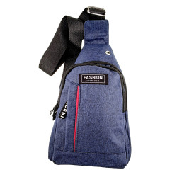 Crossbodytas Unisex - Blauwe Oxford-stof - Schoudertas met 4 Vakken